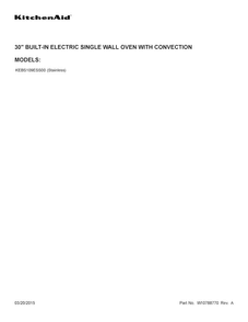 Cover Sheet Diagram and Parts List for KEBS109ESS00  KitchenAid Wall Oven