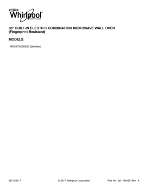 01 - COVER SHEET Diagram and Parts List for WOC97EC0HZ00  Whirlpool Microwave Oven Combo