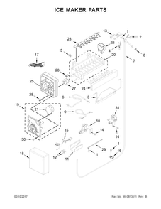 Ice Maker Parts Diagram and Parts List for KBFN502EPA01  KitchenAid Refrigerator