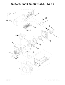 Icemaker And Ice Container Parts Diagram and Parts List for WRX735SDBM04  Whirlpool Refrigerator