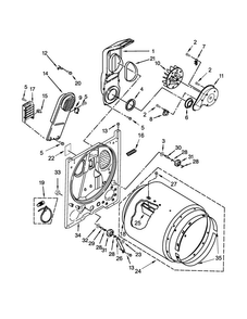 Bulkhead Parts Diagram and Parts List for WED4890BQ0  Whirlpool Dryer