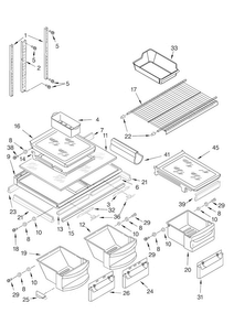 Shelf Diagram and Parts List for KTRA19ELBL01  KitchenAid Refrigerator