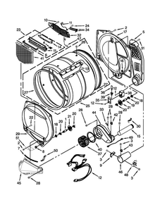 Bulkhead Parts Diagram and Parts List for WGD5610XW2  Whirlpool Dryer