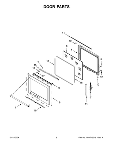 Door Parts Diagram and Parts List for YKSEG700EBS7  KitchenAid Range