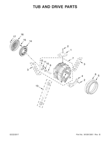 Tub And Drive Parts Diagram and Parts List for WFW3090GW0  Whirlpool Washer