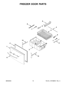 Freezer Door Parts Diagram and Parts List for WRX735SDHW07  Whirlpool Refrigerator