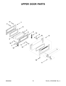 Upper Door Parts Diagram and Parts List for KFID500ESS05  KitchenAid Range