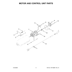 Motor And Control Unit Parts Diagram and Parts List for 5KSM195PSBBT5  KitchenAid Mixer