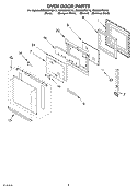 OVEN DOOR Diagram and Parts List for RBS305PDB12  Whirlpool Wall Oven