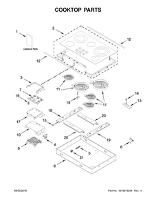 Cooktop Parts Diagram and Parts List for G9CE3675XB01  Whirlpool Cooktop