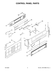 Control Panel Parts Diagram and Parts List for WFG775H0HW2  Whirlpool Range