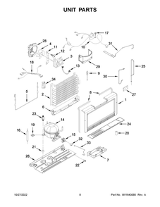 Unit Parts Diagram and Parts List for WZF34X16DW09  Whirlpool Freezer