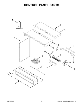 Control Panel Parts Diagram and Parts List for WOC75EC0HS01  Whirlpool Microwave Oven Combo