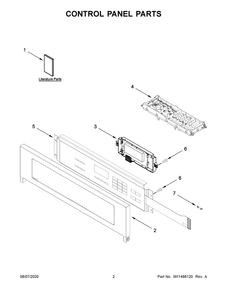 Control Panel Parts Diagram and Parts List for WOD51ES4EB02  Whirlpool Wall Oven