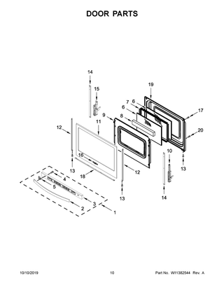 Door Parts Diagram and Parts List for WFG525S0JB0  Whirlpool Range