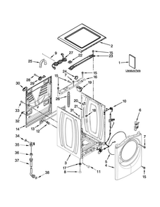 Top And Cabinet Parts Diagram and Parts List for 7MWFW81HEDW0  Whirlpool Washer