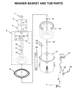 Washer Basket And Tub Parts Diagram and Parts List for WGT4027HW1  Whirlpool Washer Dryer Combo