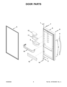 Door Parts Diagram and Parts List for WZF79R20DW07  Whirlpool Freezer