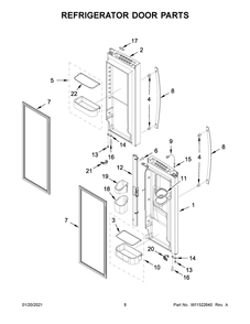 Refrigerator Door Parts Diagram and Parts List for WRF550CDHZ04  Whirlpool Refrigerator