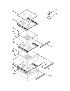 Refrigerator Shelf Parts Diagram and Parts List for KSC24C8EYP04  KitchenAid Refrigerator