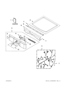 Top And Console Parts Diagram and Parts List for WGD9050XW3  Whirlpool Dryer