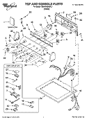 TOP AND CONSOLE PARTS Diagram and Parts List for 7MGGQ9800PL1  Whirlpool Dryer