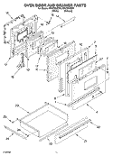 OVEN DOOR AND DRAWER Diagram and Parts List for RF4700XEW6  Whirlpool Range