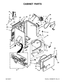 Cabinet Parts Diagram and Parts List for WGD7300DC2  Whirlpool Dryer