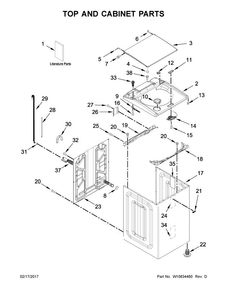 Top And Cabinet Parts Diagram and Parts List for 7MWTW7300EW0  Whirlpool Washer