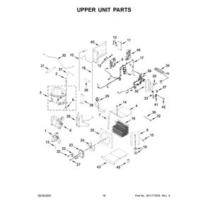 Upper Unit Parts Diagram and Parts List for KBFN536SPS00  KitchenAid Refrigerator