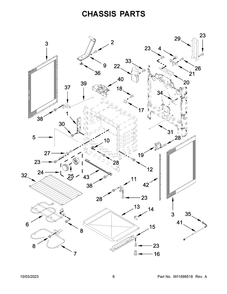 Chassis Parts Diagram and Parts List for YWFE515S0JB4  Whirlpool Range