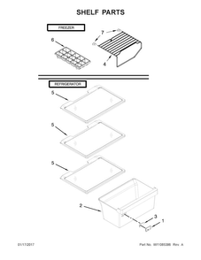 Shelf Parts Diagram and Parts List for WRT111SFDW03  Whirlpool Refrigerator