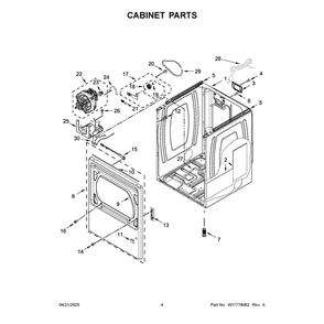 Cabinet Parts Diagram and Parts List for WGD5100HC4  Whirlpool Dryer