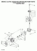BRAKE, CLUTCH, GEARCASE, MOTOR AND PUMP PARTS Diagram and Parts List for LTG5243DT8  Whirlpool Washer Dryer Combo