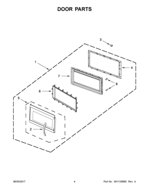03 - DOOR PARTS Diagram and Parts List for YWMH53521HB0  Whirlpool Microwave Oven Combo
