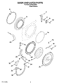 DOOR AND LATCH PARTS Diagram and Parts List for GHW9160PW4  Whirlpool Washer