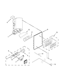 Dispenser Parts Diagram and Parts List for 7KRSF77EST00  KitchenAid Refrigerator