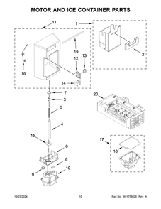 06 - Motor And Ice Container Parts Diagram and Parts List for WRS555SIHW07  Whirlpool Refrigerator