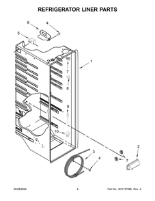 Refrigerator Liner Parts Diagram and Parts List for WRS325SDHB10  Whirlpool Refrigerator