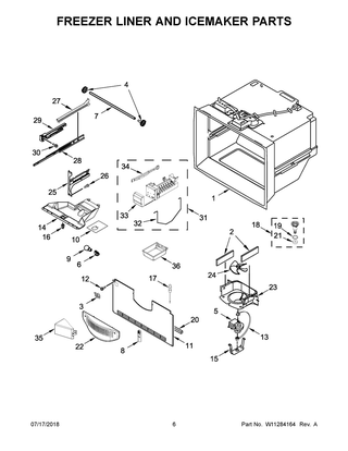 Freezer Liner And Icemaker Parts Diagram and Parts List for WRF532SMHZ01  Whirlpool Refrigerator
