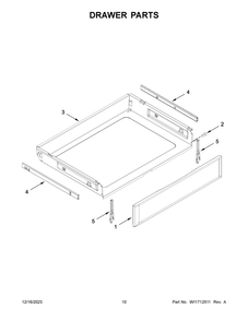 Drawer Parts Diagram and Parts List for YKFEG500EBS8  KitchenAid Range