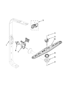Upper Wash And Rinse Parts Diagram and Parts List for KUDC10FXBL7  KitchenAid Dishwasher