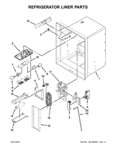 Refrigerator Liner Parts Diagram and Parts List for WRF555SDHV00  Whirlpool Refrigerator