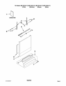 Door And Panel Parts Diagram and Parts List for 66513019K113  Kenmore Dishwasher