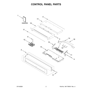 Control Panel Parts Diagram and Parts List for KOED530SPS00  KitchenAid Wall Oven