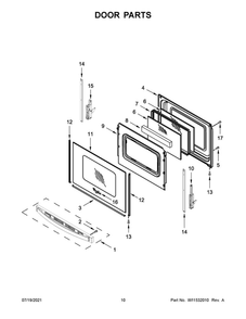 Door Parts Diagram and Parts List for WFG525S0JZ2  Whirlpool Range