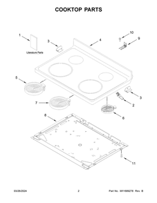 Cooktop Parts Diagram and Parts List for WFE320M0JS4  Whirlpool Range
