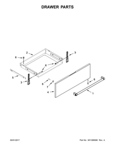 Drawer Parts Diagram and Parts List for KSGG700EBS1  KitchenAid Range