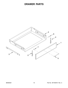 Drawer Parts Diagram and Parts List for WEGA25H0HZ1  Whirlpool Range