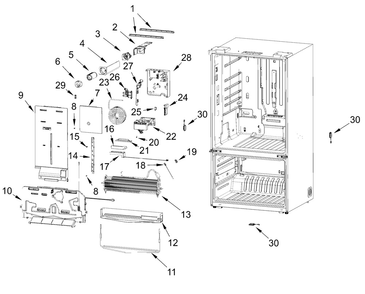 Water And Filter Parts Diagram and Parts List for WRFF3336SW00 WRFF3336SB00-WRFF3336SZ00 Whirlpool Refrigerator